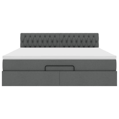 Ottoman-Bett mit Matratze & LEDs Dunkelgrau 160x200 cm Stoff