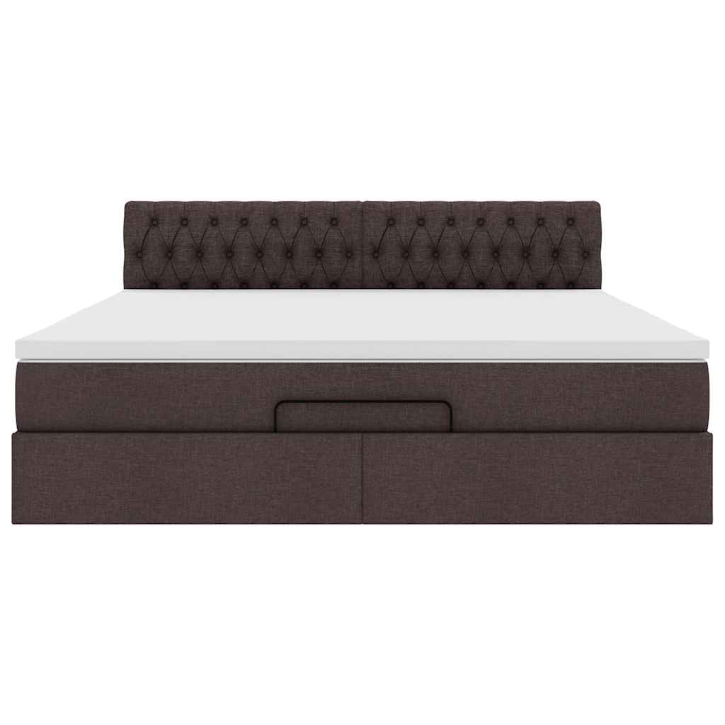 Ottoman-Bett mit Matratze & LEDs Dunkelbraun 160x200 cm Stoff