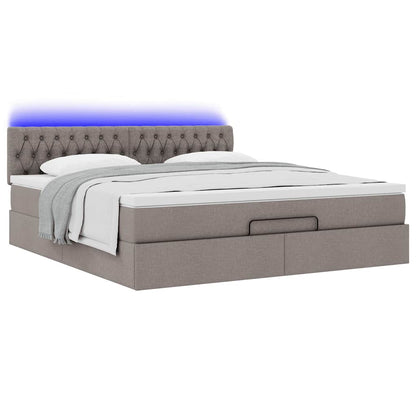 Ottoman-Bett mit Matratze & LEDs Taupe 160x200 cm Stoff