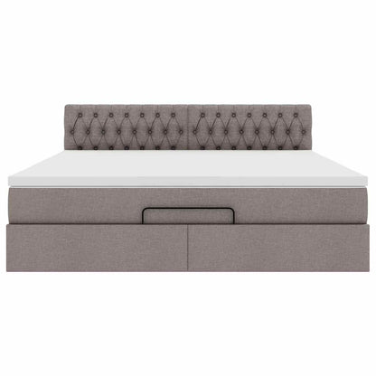 Ottoman-Bett mit Matratze & LEDs Taupe 160x200 cm Stoff