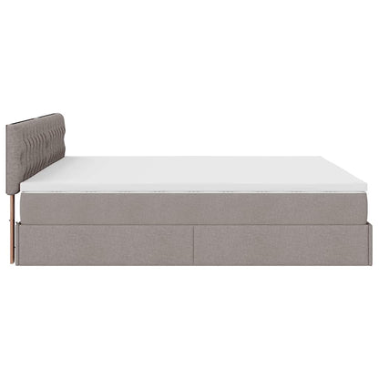 Ottoman-Bett mit Matratze & LEDs Taupe 160x200 cm Stoff