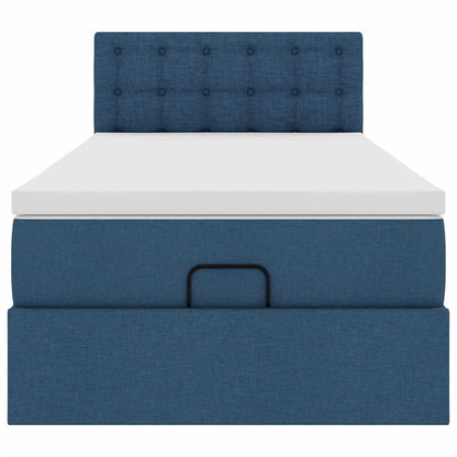 Ottoman-Bett mit Matratze & LEDs Blau 90x190 cm Stoff