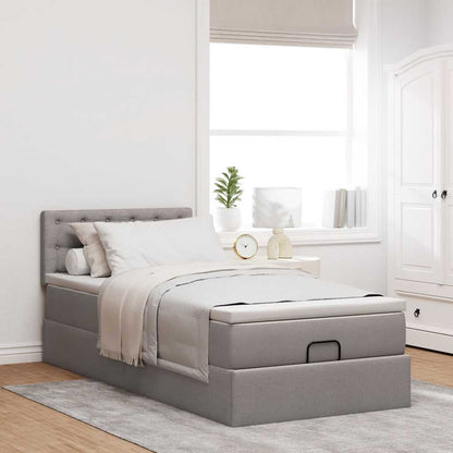 Ottoman-Bett mit Matratze & LEDs Taupe 100x200 cm Stoff