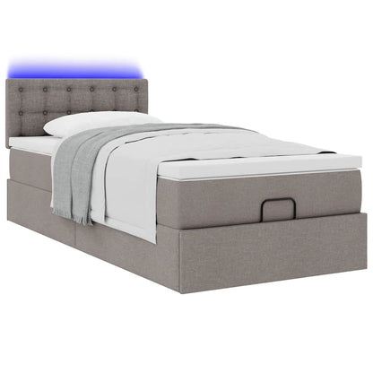 Ottoman-Bett mit Matratze & LEDs Taupe 100x200 cm Stoff