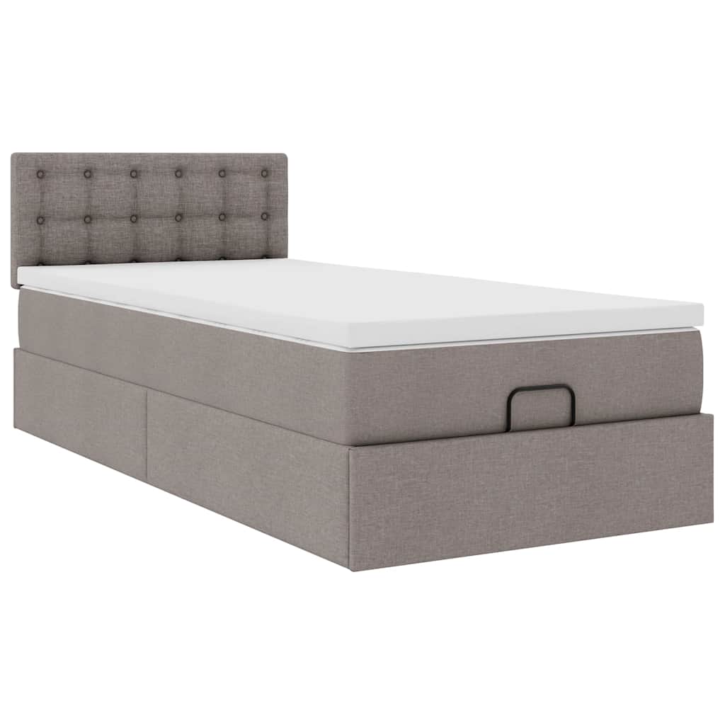 Ottoman-Bett mit Matratze & LEDs Taupe 100x200 cm Stoff