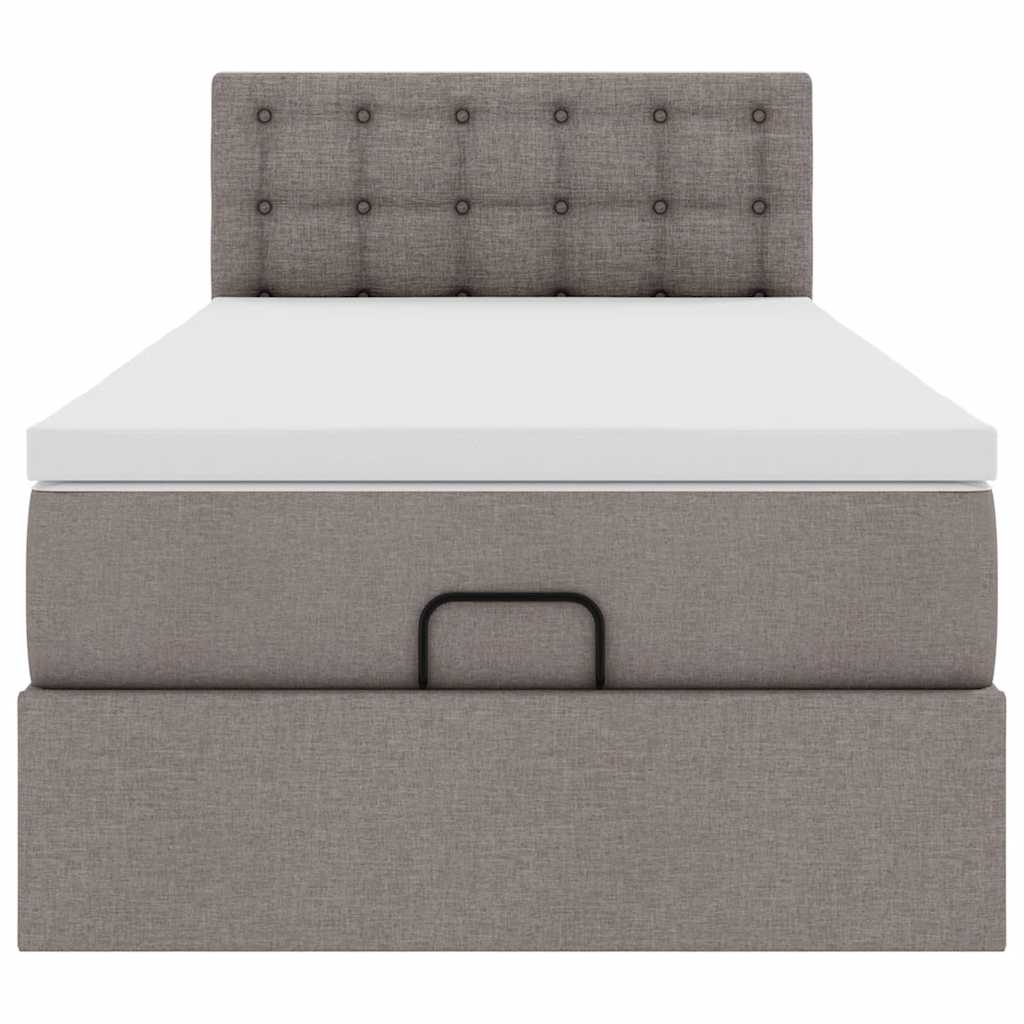 Ottoman-Bett mit Matratze & LEDs Taupe 100x200 cm Stoff