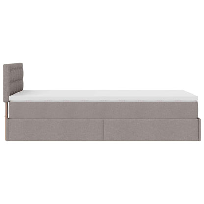 Ottoman-Bett mit Matratze & LEDs Taupe 100x200 cm Stoff