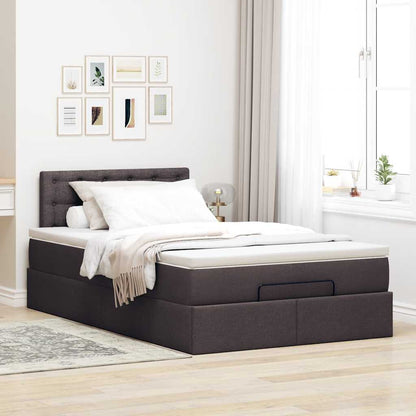 Ottoman-Bett mit Matratze & LEDs Dunkelbraun 120x190 cm Stoff