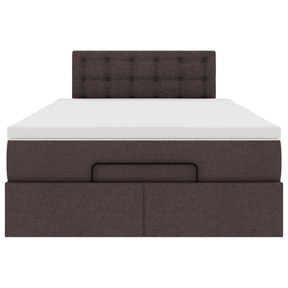 Ottoman-Bett mit Matratze & LEDs Dunkelbraun 120x190 cm Stoff