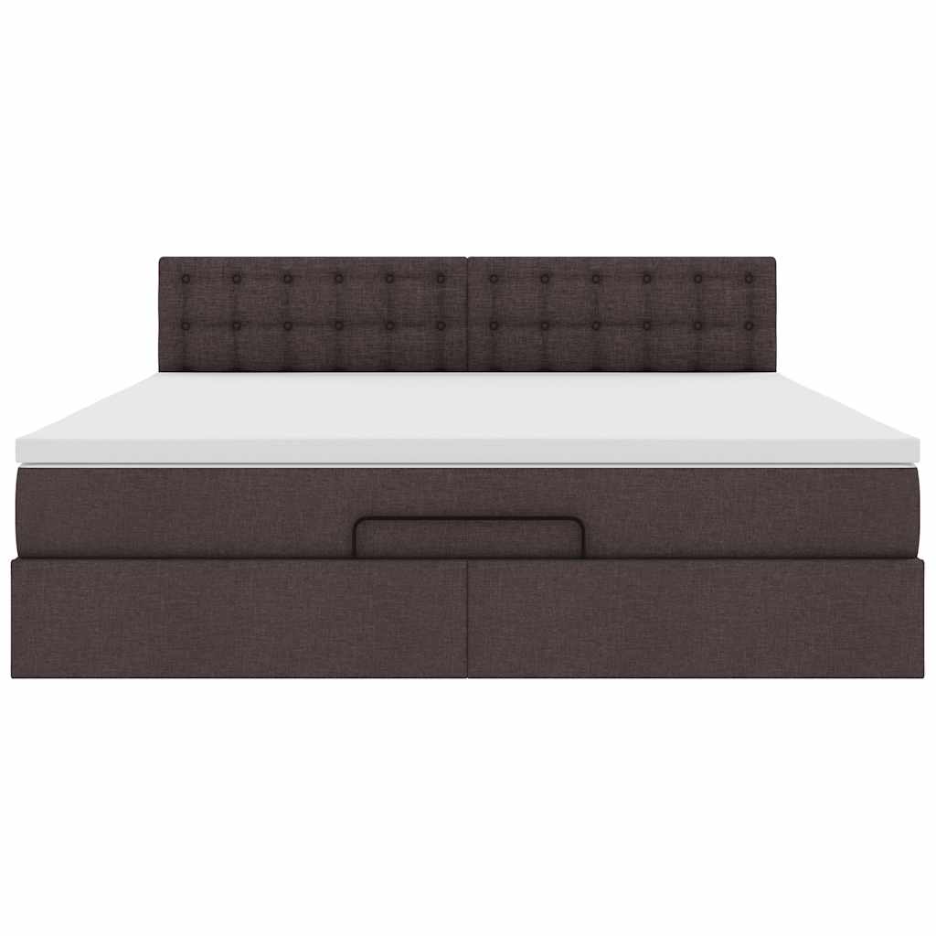 Ottoman-Bett mit Matratze & LEDs Dunkelbraun 160x200 cm Stoff