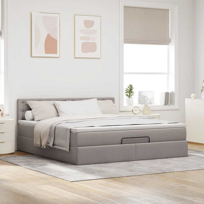 Ottoman-Bett mit Matratze & LEDs Taupe 160x200 cm Stoff