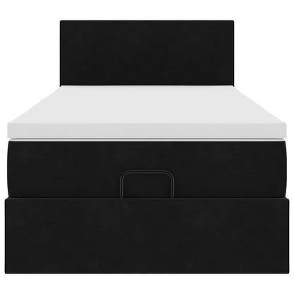 Ottoman-Bett mit Matratze & LEDs Schwarz 90x200 cm Samt