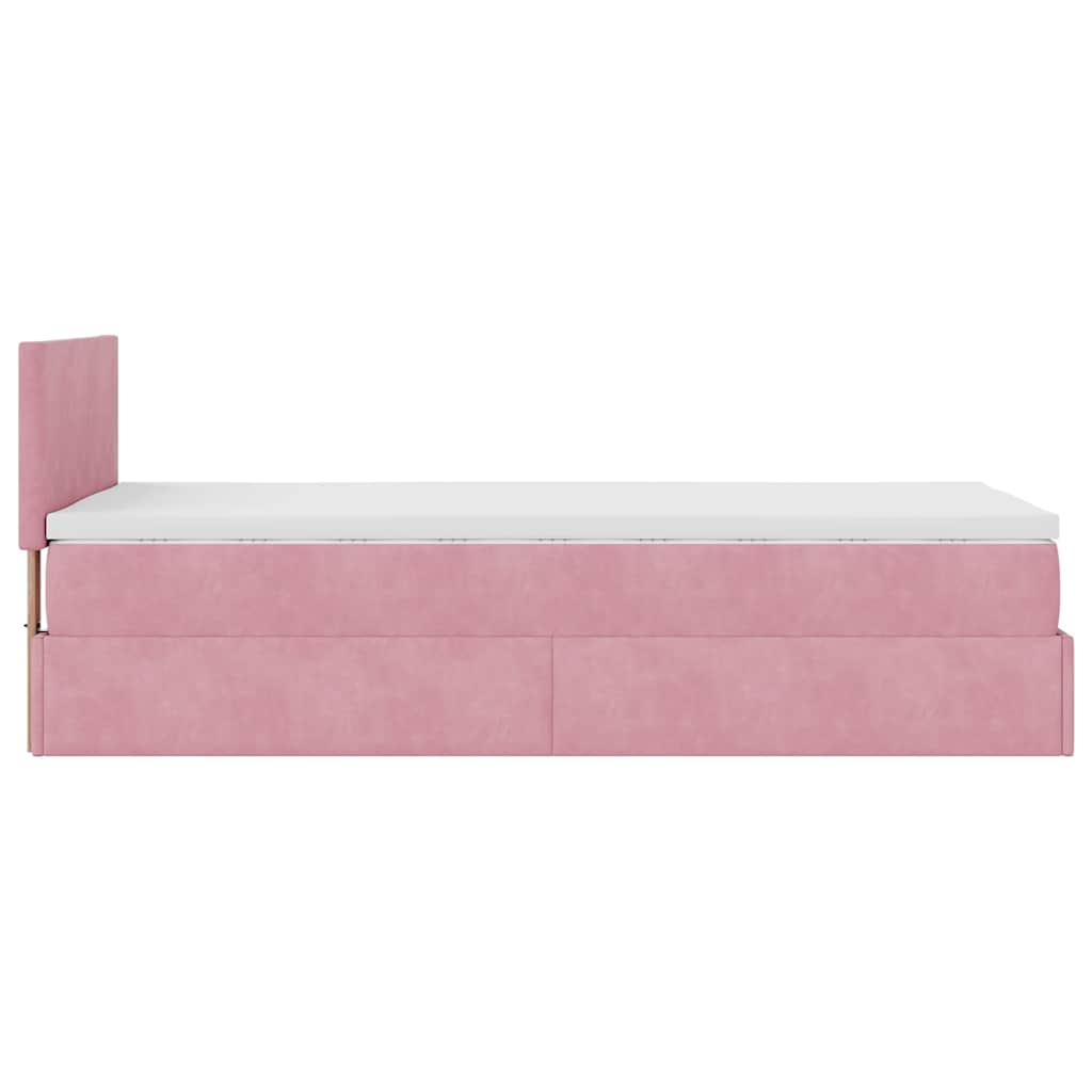 Ottoman-Bett mit Matratze & LEDs Rosa 100x200 cm Samt