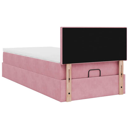Ottoman-Bett mit Matratze & LEDs Rosa 100x200 cm Samt