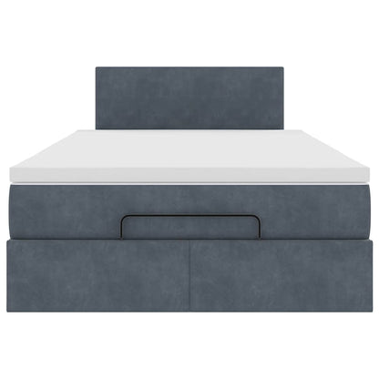 Ottomane Bett mit Matratze & LEDs Dunkelgrau 120x190 cm Samt