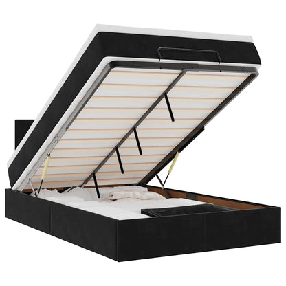 Ottomane Bett mit Matratze & LEDs Schwarz 120x190 cm Samt