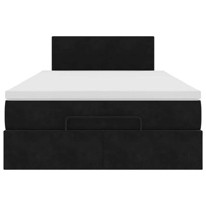 Ottomane Bett mit Matratze & LEDs Schwarz 120x190 cm Samt