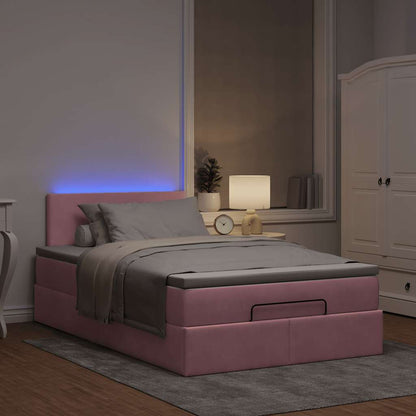Ottomane Bett mit Matratze & LEDs Rosa 120x190 cm Samt