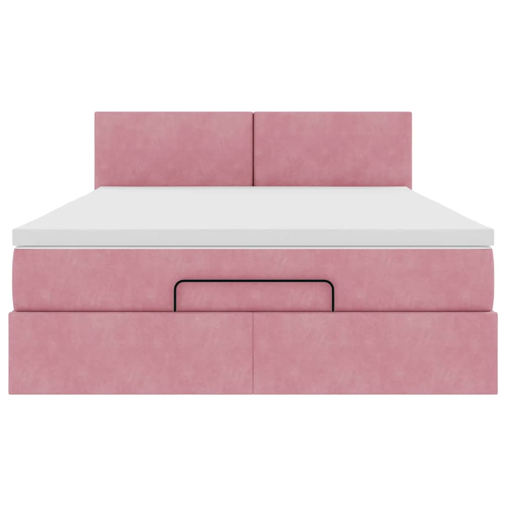 Ottoman-Bett mit Matratze & LEDs Rosa 140x200 cm Samt