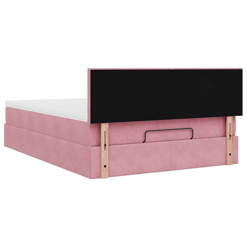 Ottoman-Bett mit Matratze & LEDs Rosa 140x200 cm Samt