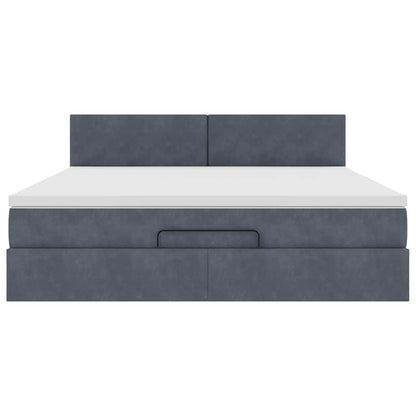 Ottoman-Bett mit Matratze & LEDs Dunkelgrau 160x200 cm Samt