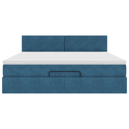 Ottoman-Bett mit Matratze & LEDs Dunkelblau 160x200 cm Samt