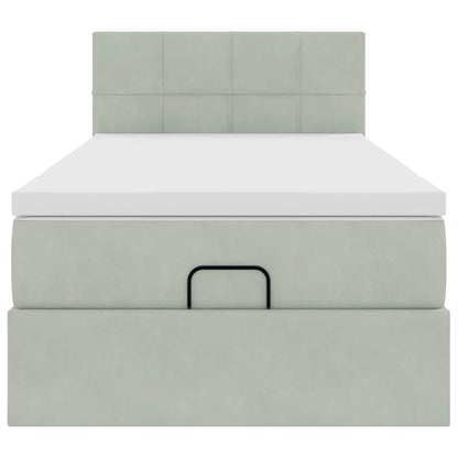 Ottoman-Bett mit Matratze & LEDs Hellgrau 90x190 cm Samt