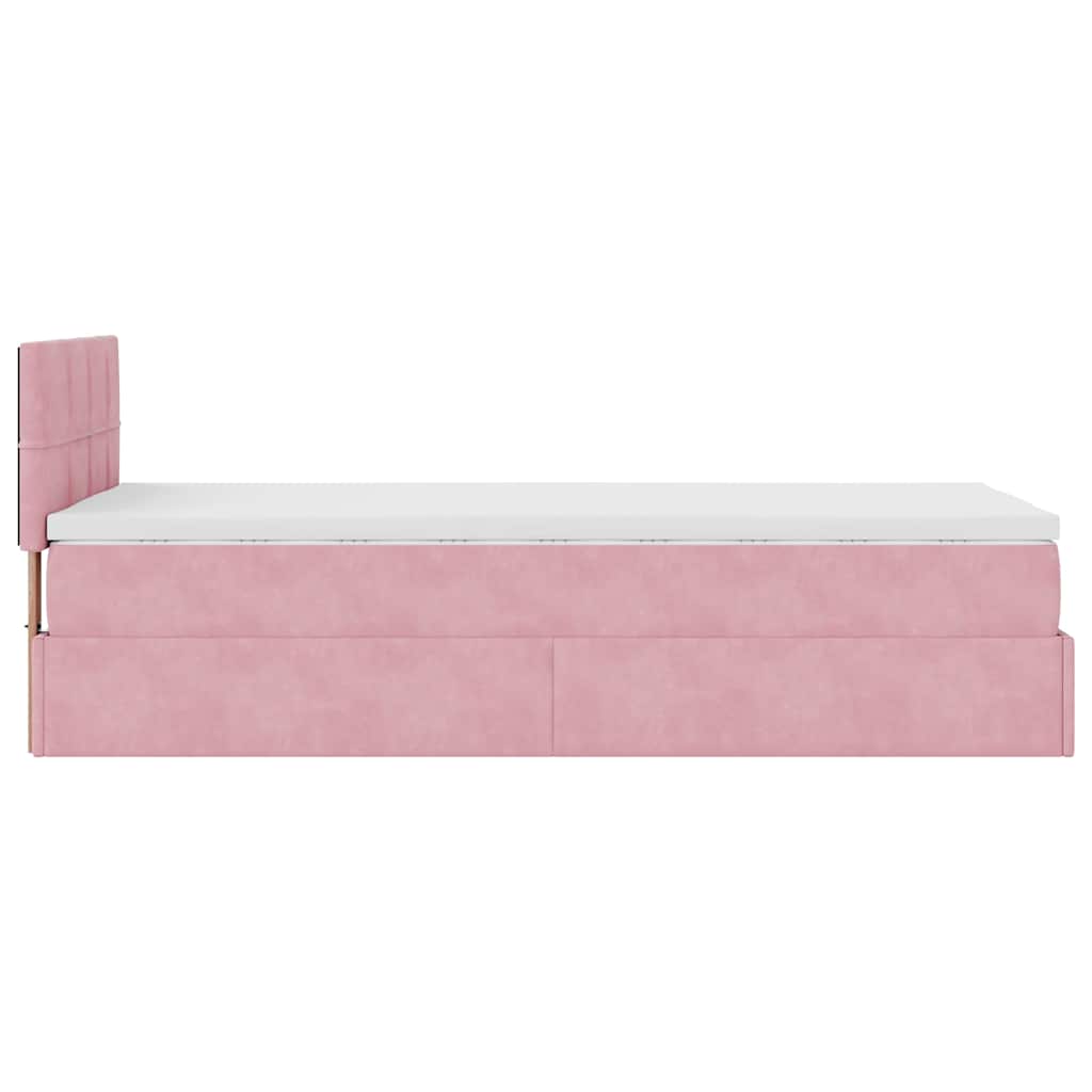 Ottoman-Bett mit Matratze & LEDs Rosa 100x200 cm Samt