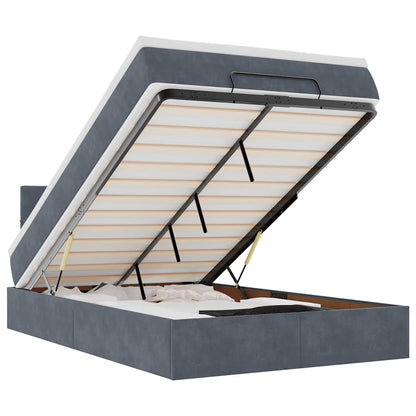 Ottomane Bett mit Matratze & LEDs Dunkelgrau 120x190 cm Samt