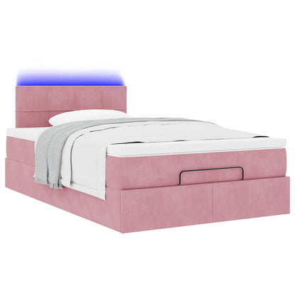 Ottomane Bett mit Matratze & LEDs Rosa 120x190 cm Samt