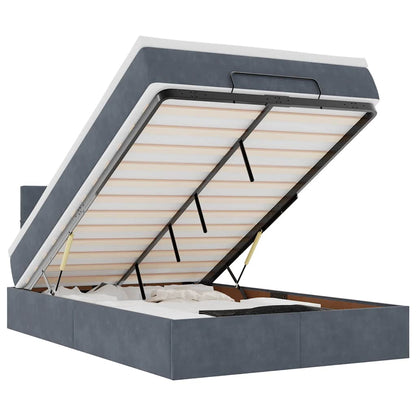Ottoman-Bett mit Matratze & LEDs Dunkelgrau 120x200 cm Samt