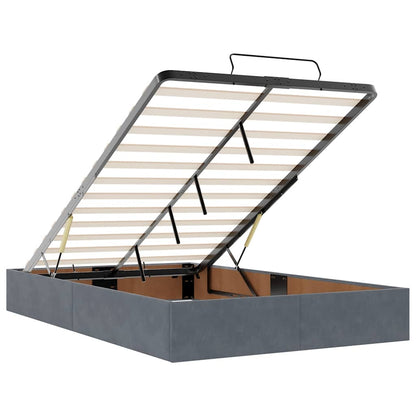 Ottoman-Bett mit Matratze & LEDs Dunkelgrau 120x200 cm Samt