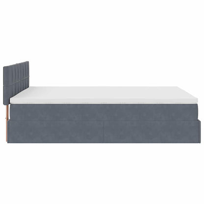 Ottoman-Bett mit Matratze & LEDs Dunkelgrau 140x190 cm Samt