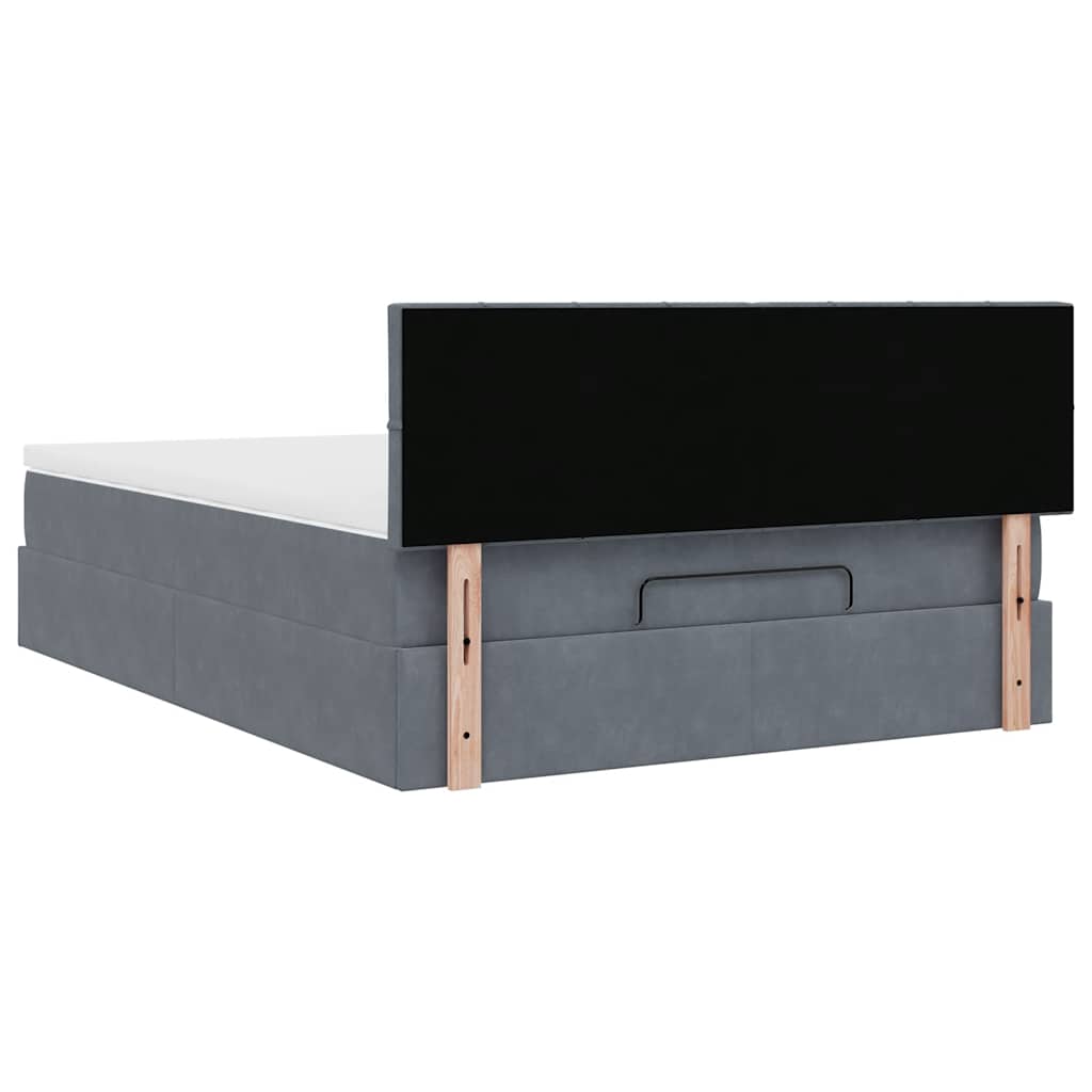 Ottoman-Bett mit Matratze & LEDs Dunkelgrau 140x190 cm Samt