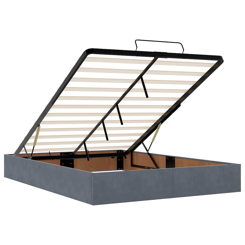 Ottoman-Bett mit Matratze & LEDs Dunkelgrau 140x190 cm Samt