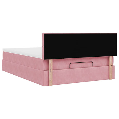 Ottoman-Bett mit Matratze & LEDs Rosa 140x190 cm Samt
