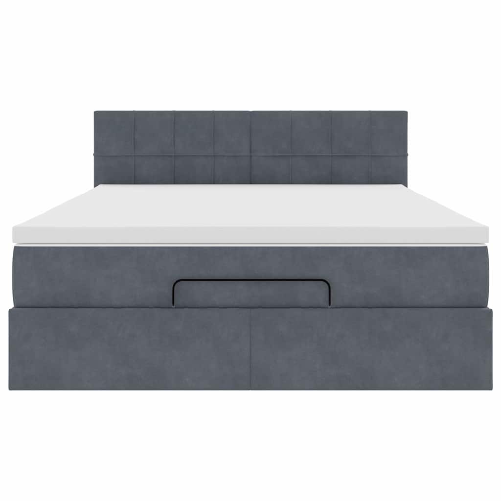 Ottoman-Bett mit Matratze & LEDs Dunkelgrau 140x200 cm Samt