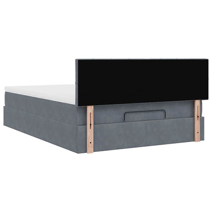 Ottoman-Bett mit Matratze & LEDs Dunkelgrau 140x200 cm Samt