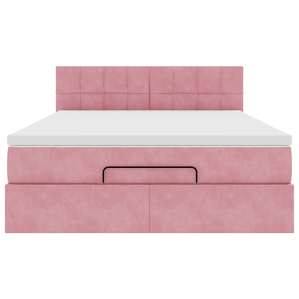 Ottoman-Bett mit Matratze & LEDs Rosa 140x200 cm Samt