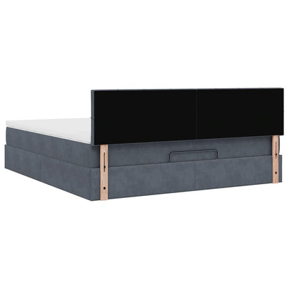 Ottoman-Bett mit Matratze & LEDs Dunkelgrau 160x200 cm Samt