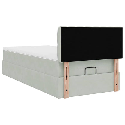 Ottoman-Bett mit Matratze & LEDs Hellgrau 100x200 cm Samt