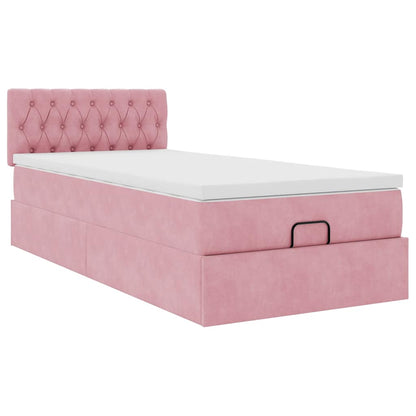 Ottoman-Bett mit Matratze & LEDs Rosa 100x200 cm Samt