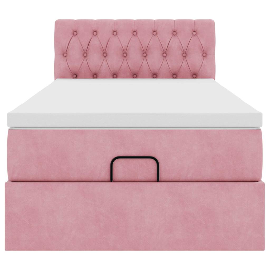 Ottoman-Bett mit Matratze & LEDs Rosa 100x200 cm Samt