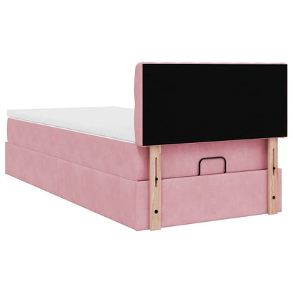 Ottoman-Bett mit Matratze & LEDs Rosa 100x200 cm Samt