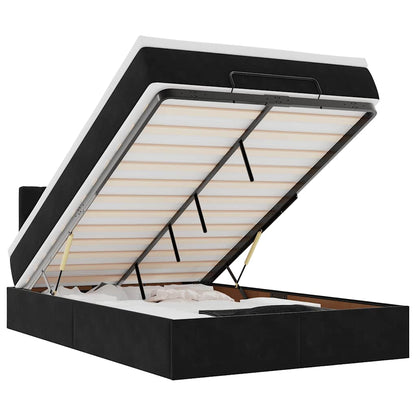 Ottomane Bett mit Matratze & LEDs Schwarz 120x190 cm Samt