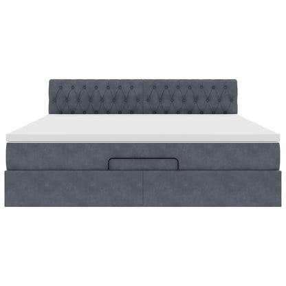 Ottoman-Bett mit Matratze & LEDs Dunkelgrau 160x200 cm Samt