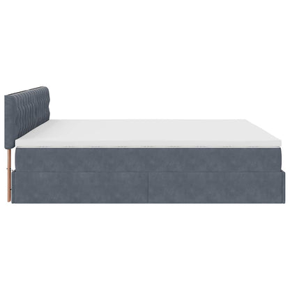 Ottoman-Bett mit Matratze & LEDs Dunkelgrau 160x200 cm Samt