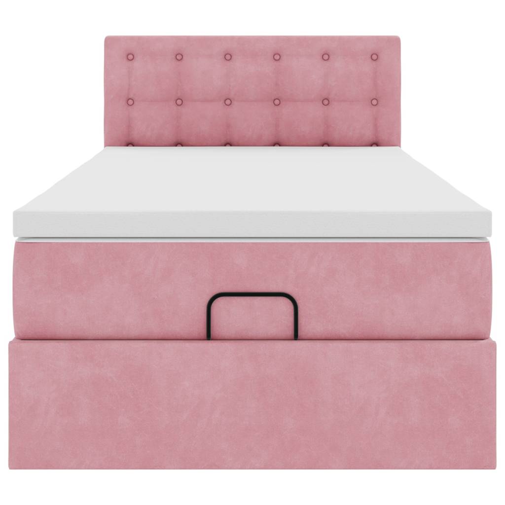 Ottoman-Bett mit Matratze & LEDs Rosa 100x200 cm Samt