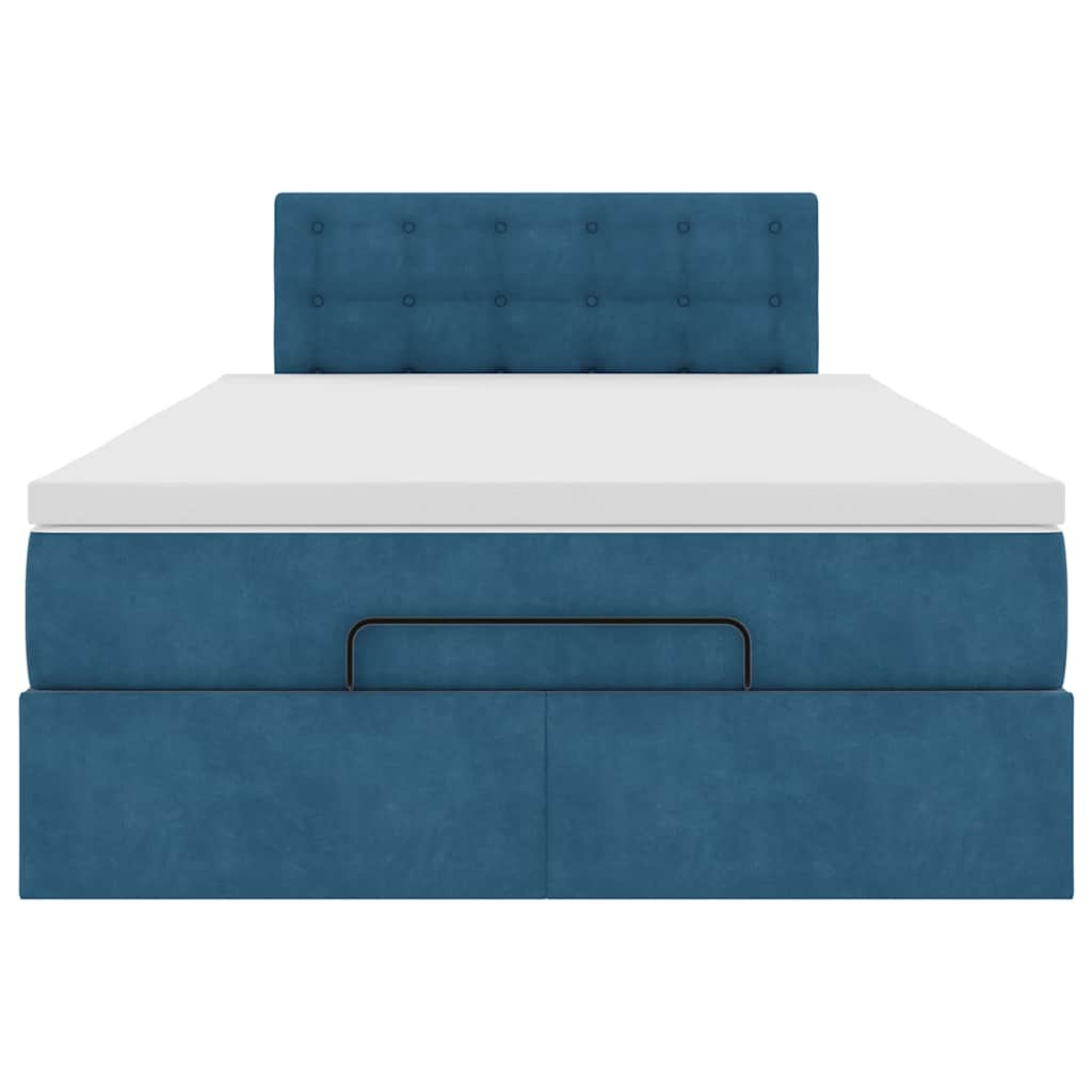 Ottomane Bett mit Matratze & LEDs Dunkelblau 120x190 cm Samt