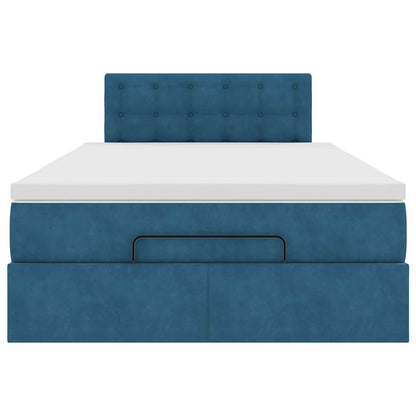 Ottomane Bett mit Matratze & LEDs Dunkelblau 120x190 cm Samt